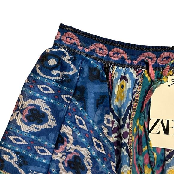 ZARA NWT Boho Mixed Prints Asymmetrical Hem Mini Skirt XS - Picture 5 of 16